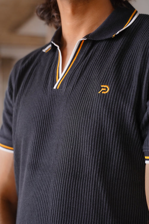 Black Split Neck Polo