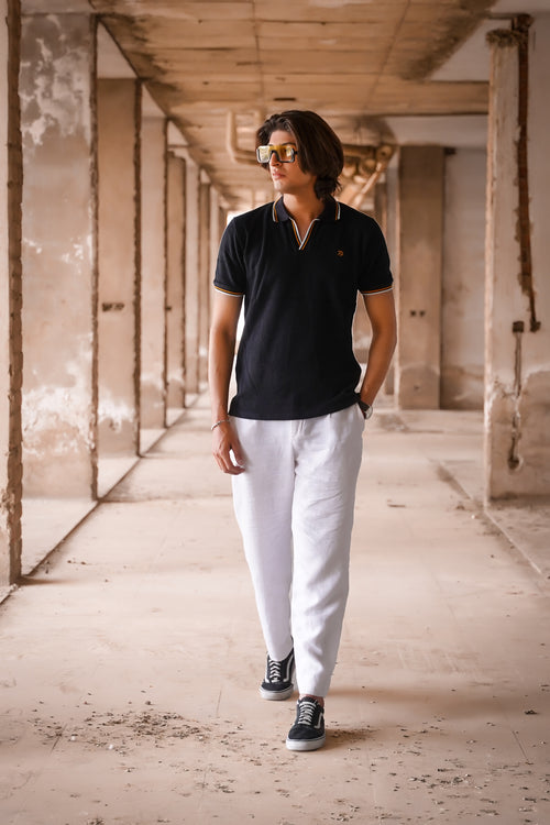 Black Split Neck Polo