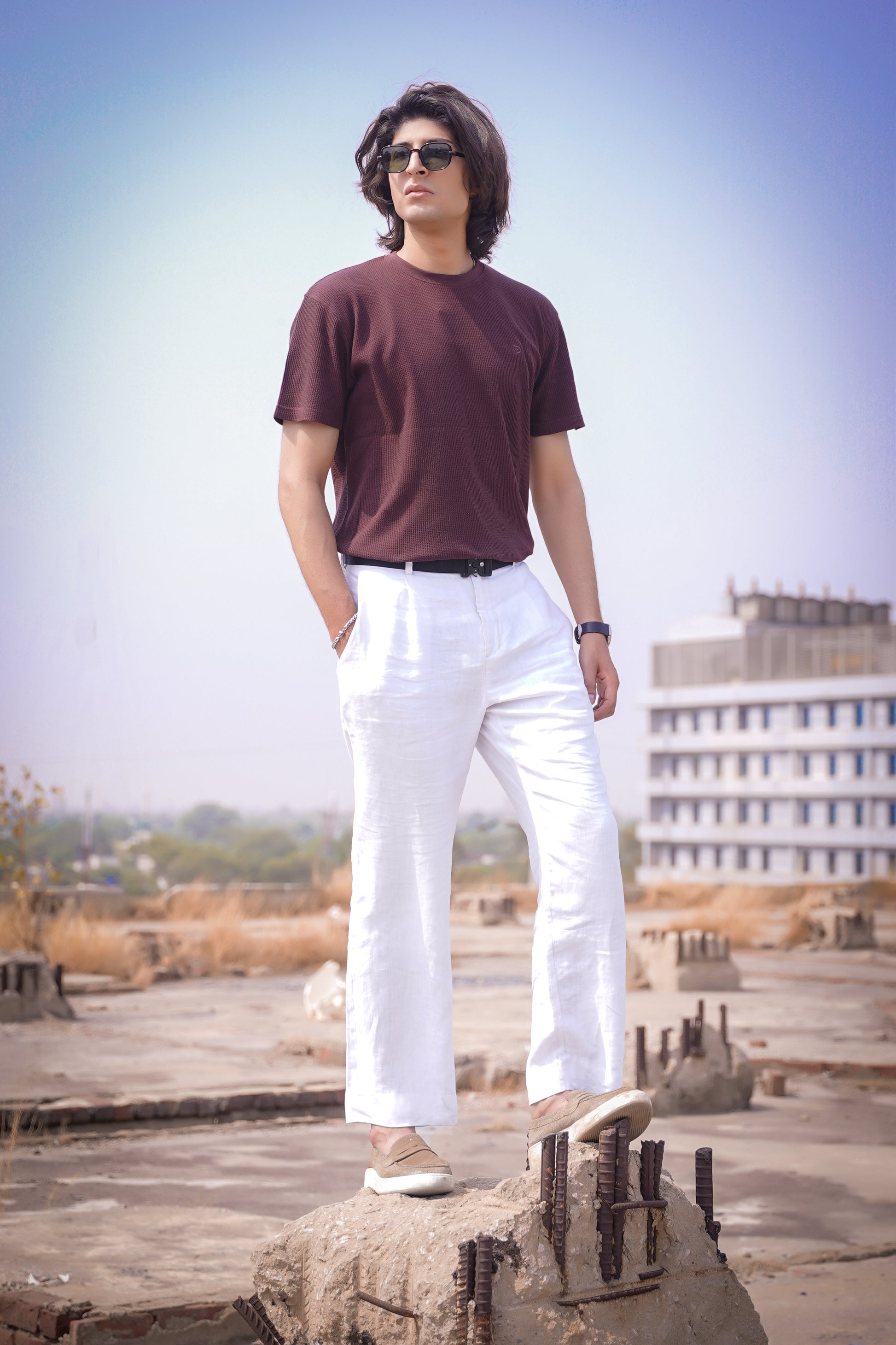Textured Ribbed Crew T-Shirt