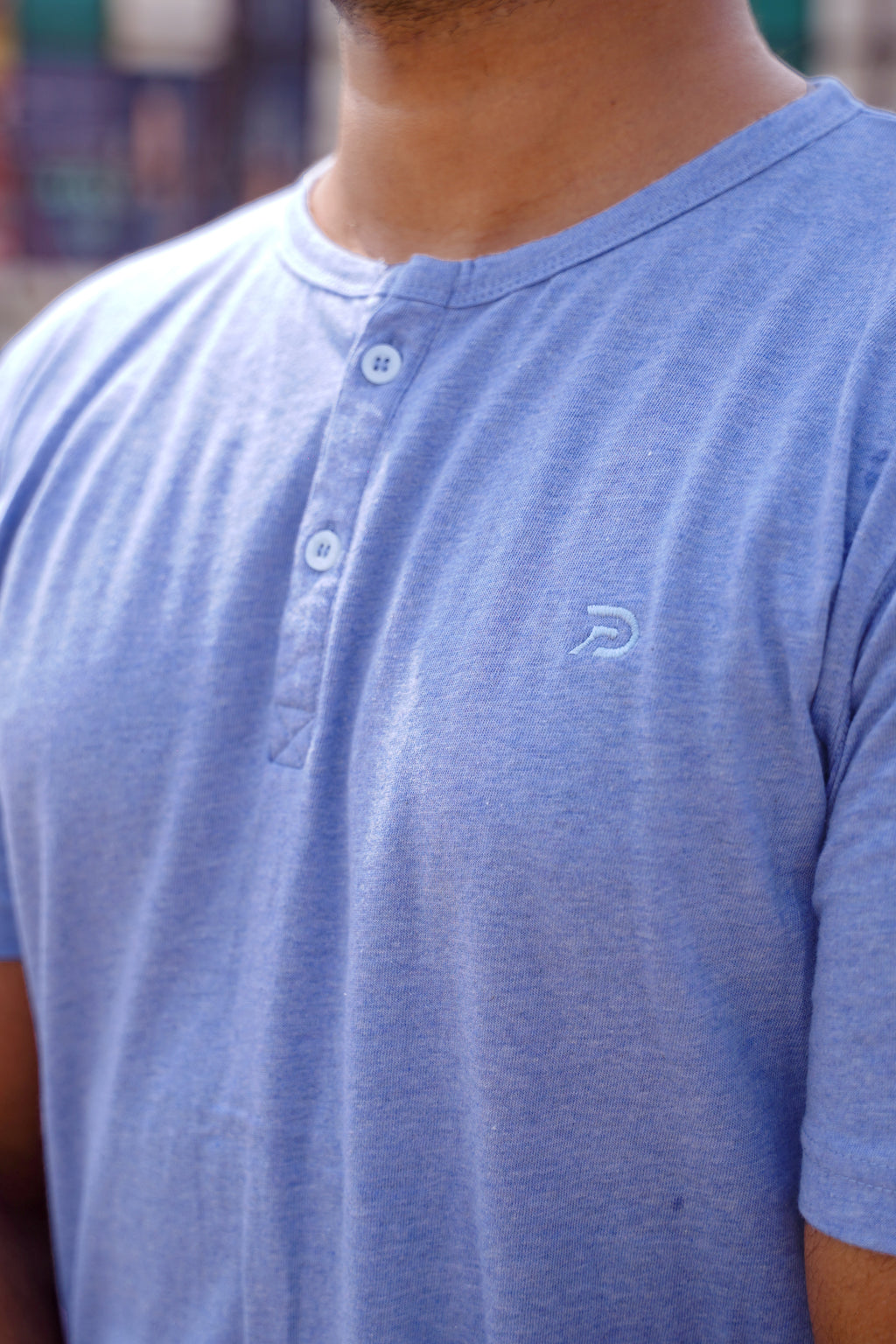 Sky Blue Knit Henley Shirt