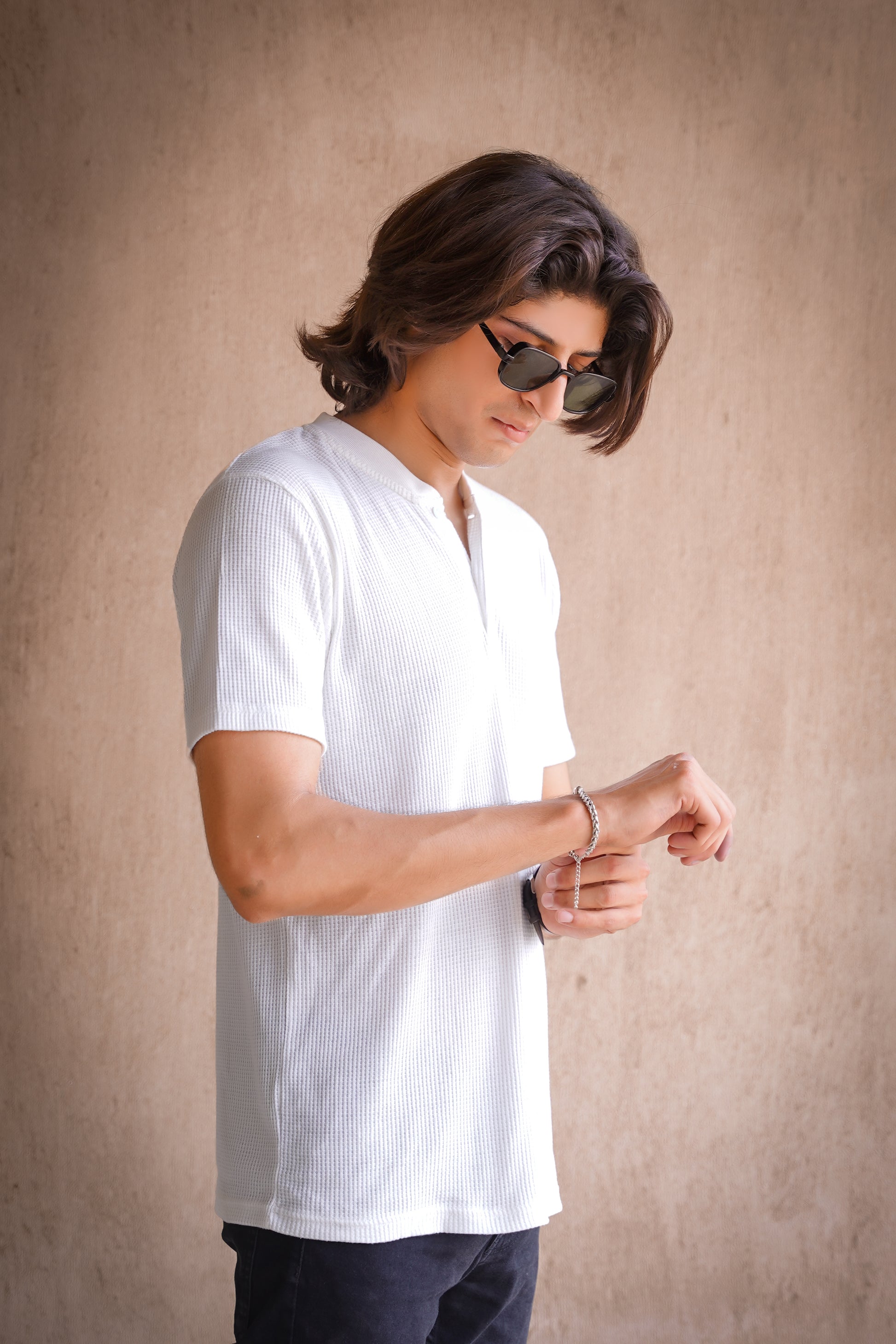 Textured Waffle Henley Tee