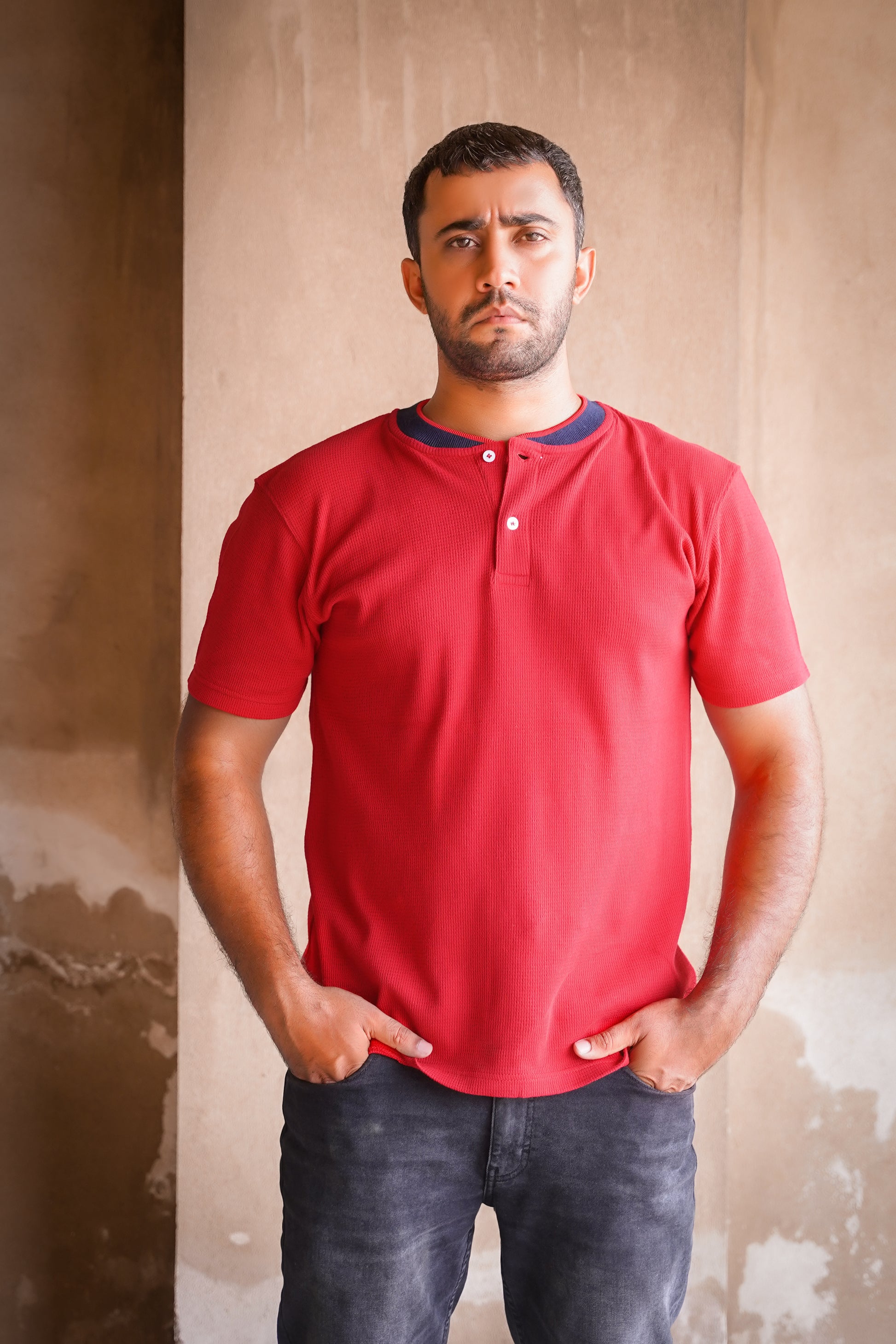 Crimson Button Tee
