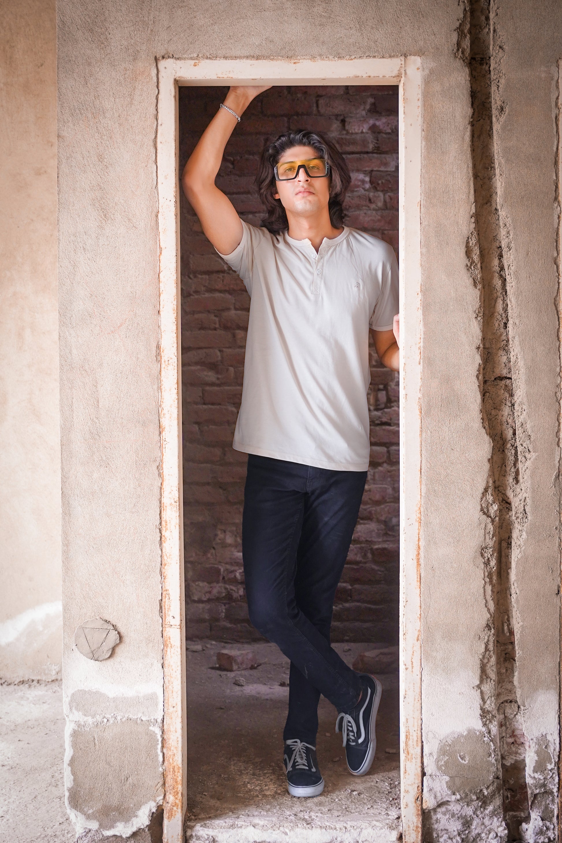 Half‑Sleeve Cotton Henley T‑Shirt