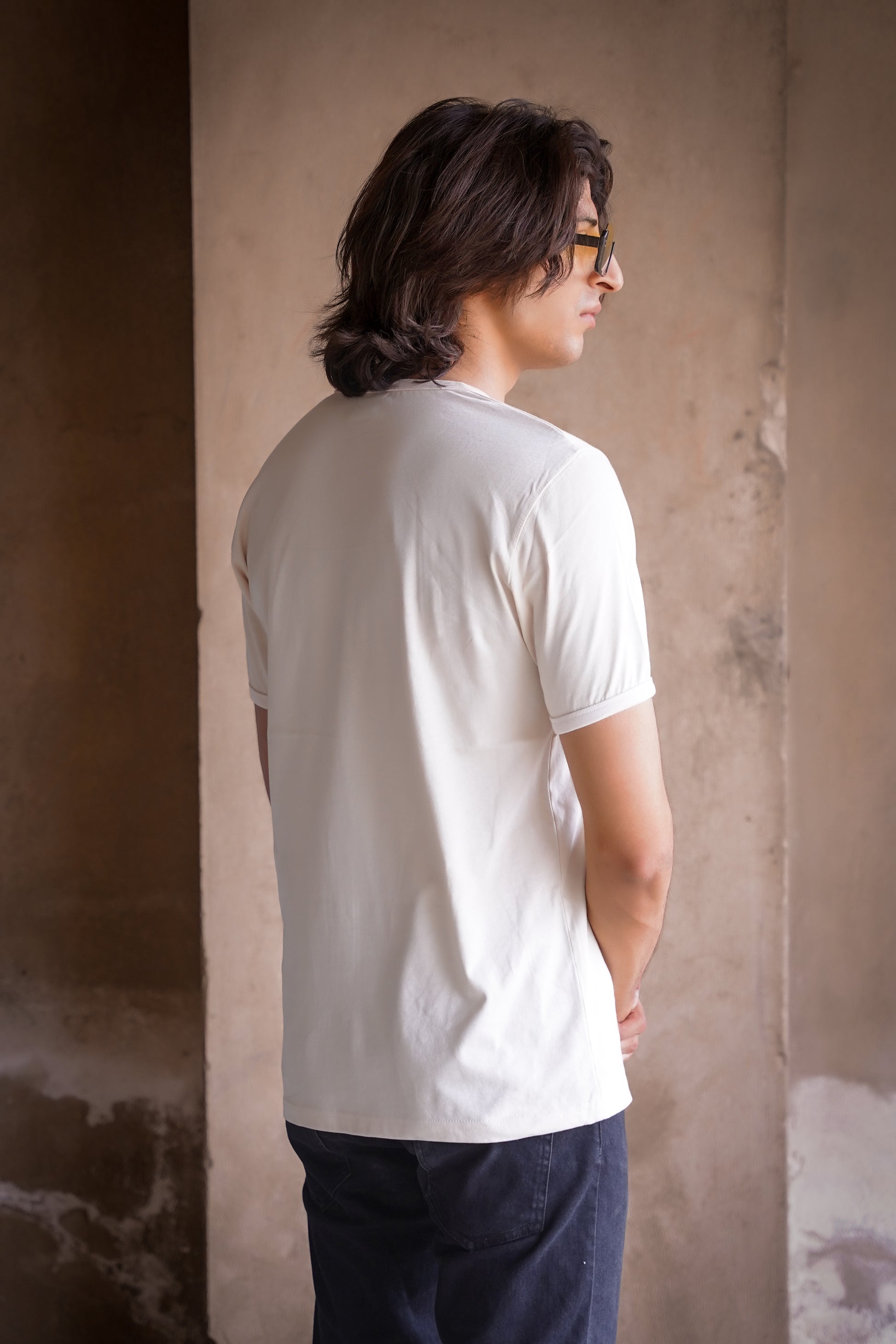 Half‑Sleeve Cotton Henley T‑Shirt