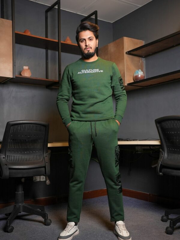 Slim Fit Sweat Shirt Trouser Suit (Green)