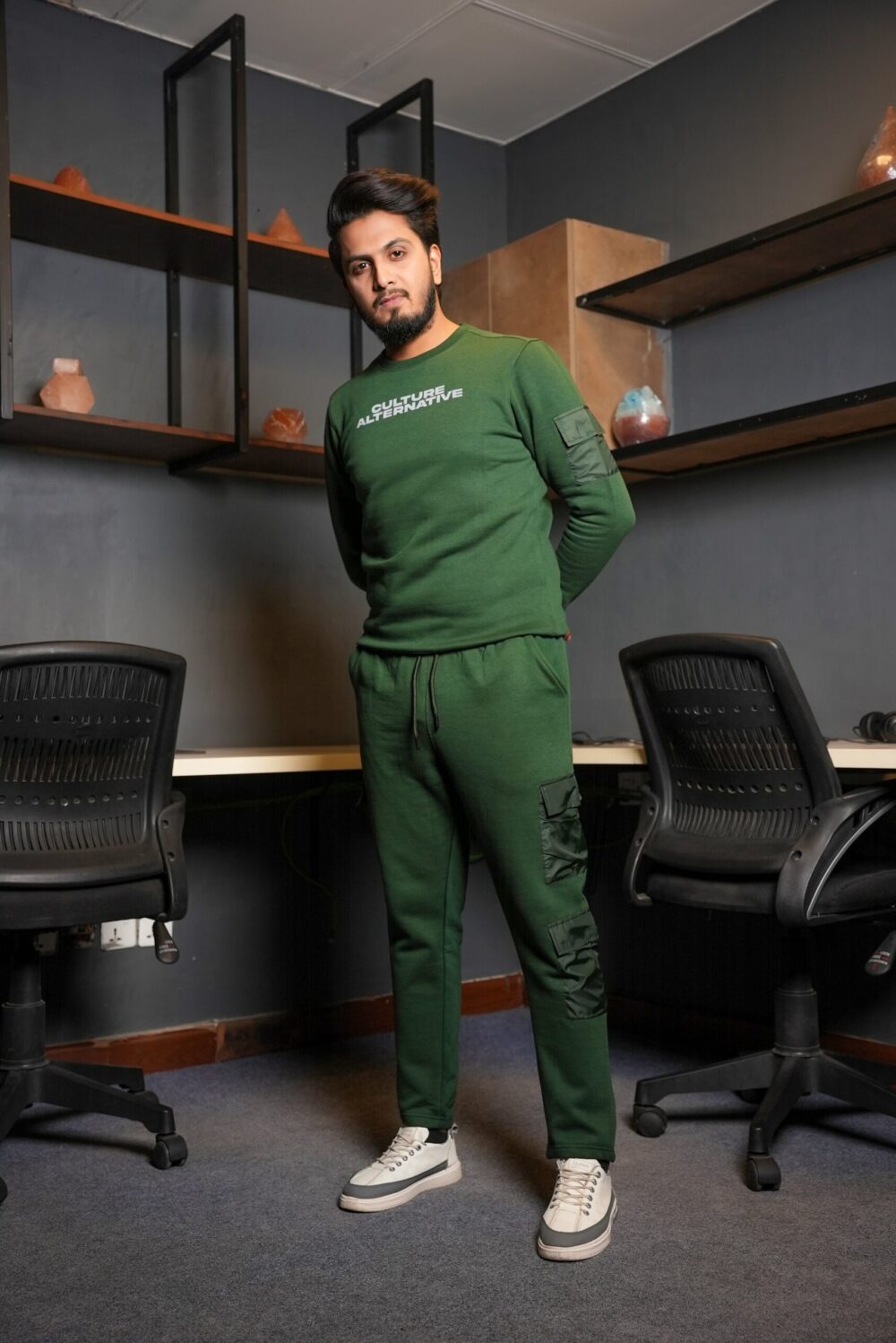 Slim Fit Sweat Shirt Trouser Suit (Green) - Image 4