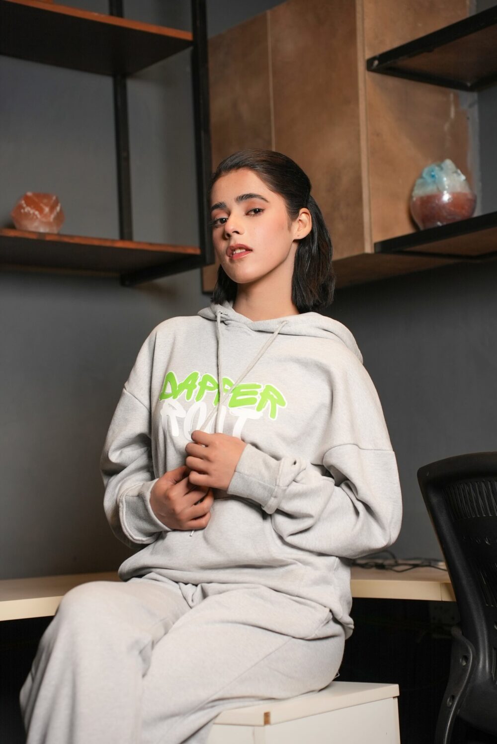 Drop Shoulder Hoodie (Grey) - Image 7