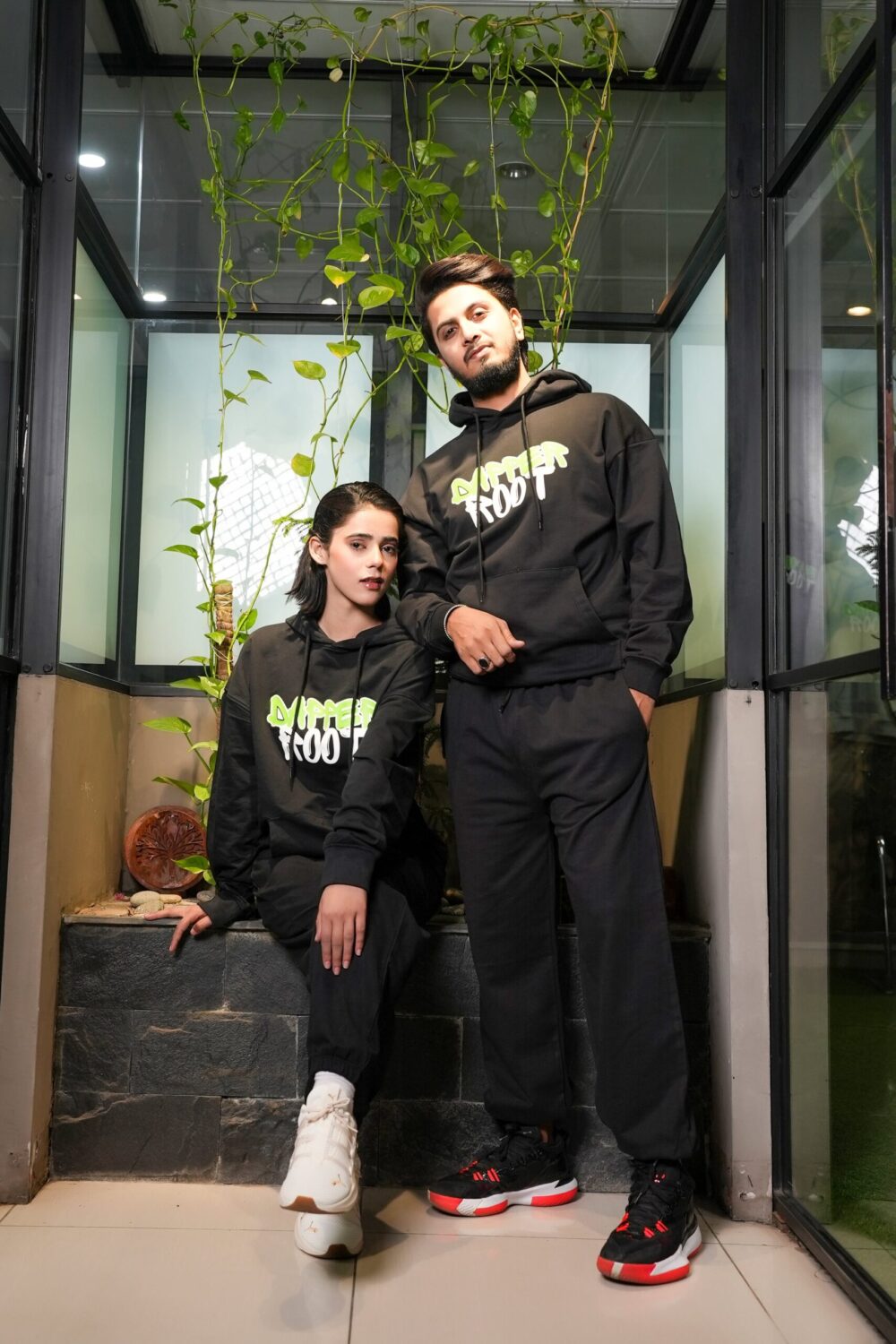 Drop Shoulder Track Suit (Black)