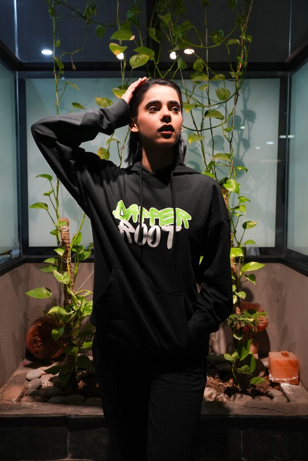 Drop Shoulder Hoodie (Black) - Image 12